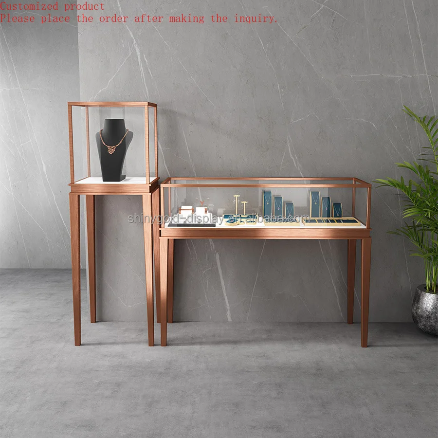 

Custom.Custom Floor-standing Stainless Steel Jewellery Shop Display Stand Led Light Cabinet Gold Jewelry Showcase Display Cabine