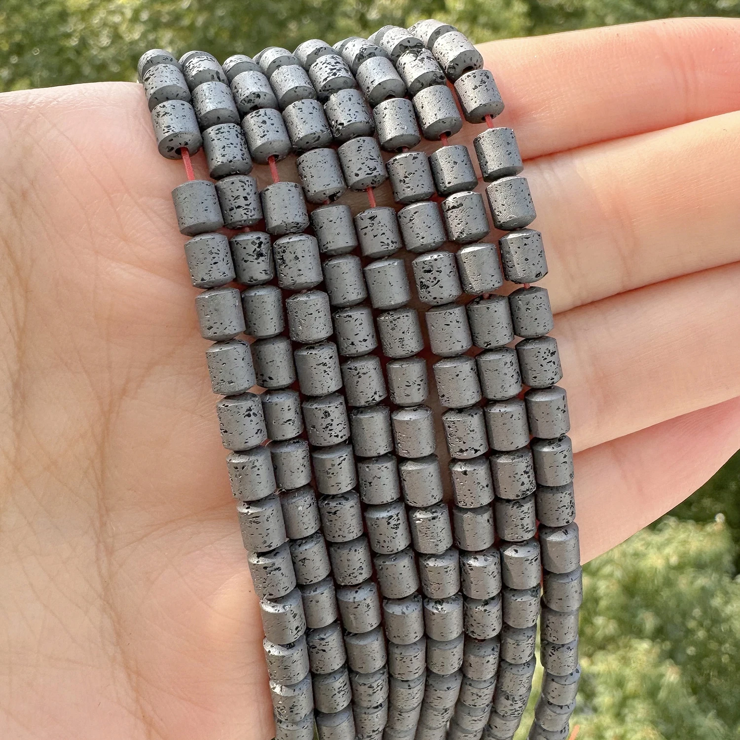 4x5 مللي متر مملة البولندية برميل الحمم البركانية الخرز الحجر الطبيعي الأسود ماتي خزر عازل لصنع المجوهرات أساور Charms بها بنفسك #1