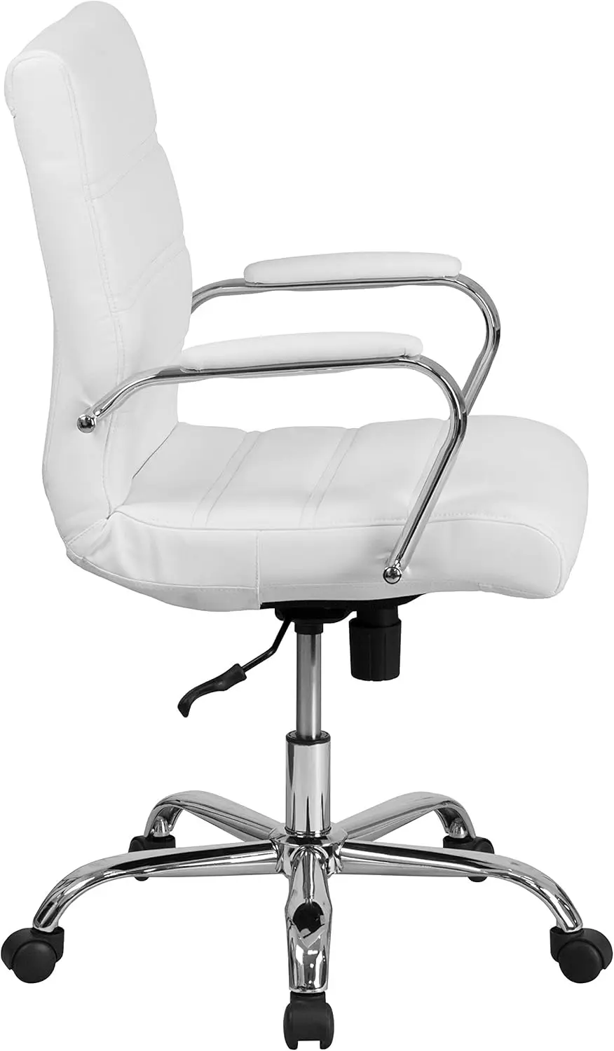 Whitney Mid-Back Swivel LeatherSoft Desk Chair with Padded Seat and Armrests, Adjustable Height Padded Office Ch