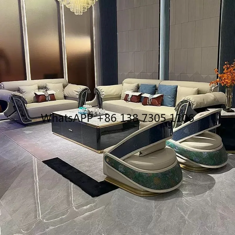 

Итальянский светлый роскошный постмодернистский кожаный диван, роскошная вилла, большая плоская элитная гостиная, самостоятельный дом, роскошная мебель