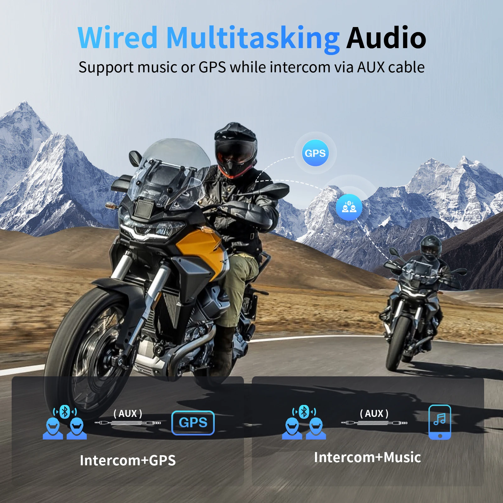 Fodsports M1-S Pro motorfiets-intercomhelm Bluetooth-headset, 8 rijders 2000M