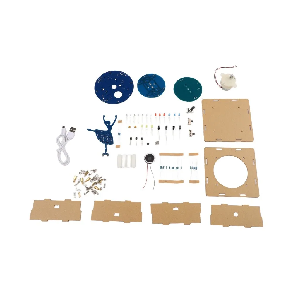 DIY Rotating Music Box Electronic Kit Ballerina Girl Circuit Board Soldering Practice Set For Beginners Hobbyists For Educationa