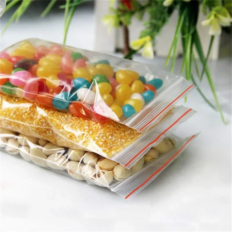 1000/500/300/100pcs Seal Bags Small Clear Plastic Bags Resealable Zip Lock Bags Food Storage Package Vacuum Fresh Organizer Bag