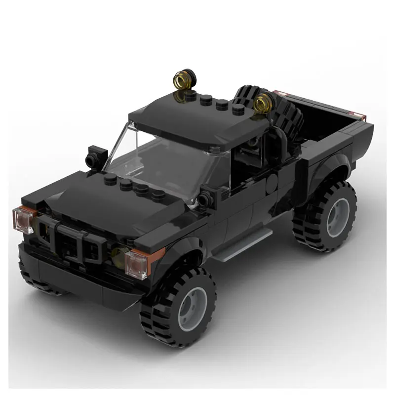 

Маленькая модель черного внедорожного пикапа из строительных блоков MOC, крупногабаритное украшение, коллекционная игрушка, подарок для мальчиков.