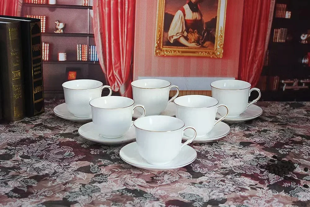 

# Custom Logo Coffee Cup Pot Set, Gold Bone China Luxury Ceramic, Ethiopian Coffee Cup With Pot, Tea Saucer Set #