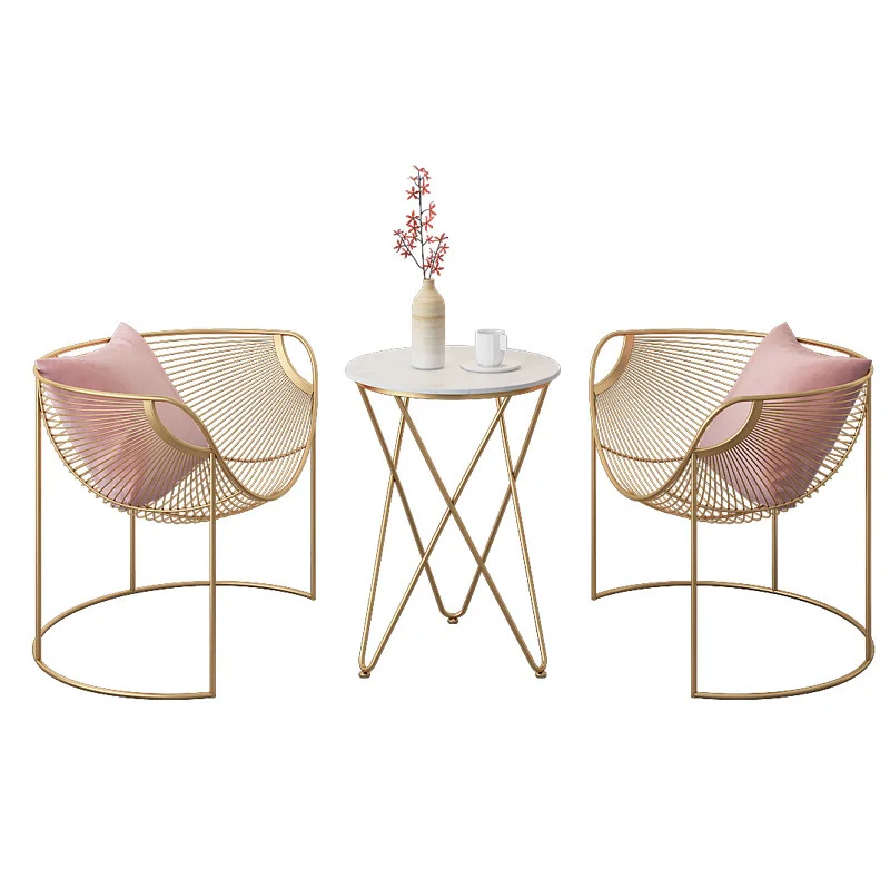 

rj-Balcony Leisure Small Table and Chair Three Sets of Simple Modern Tea Table Back of Nordic Homestay Light Luxury Lazy Chair！