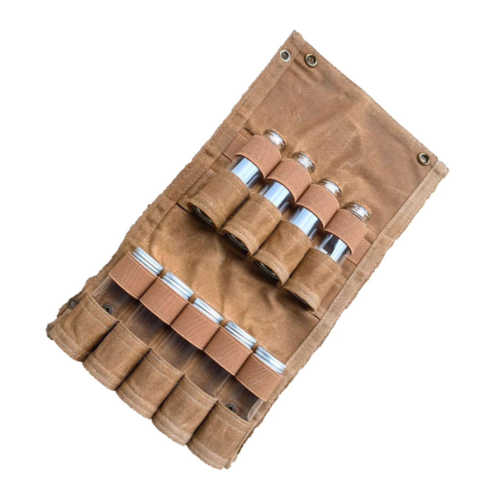 

9-hole Seasoning Jar Bag Foldable Canvas BBQ Condiment Bottle Pack Large Capacity Portable Ultralight Waterproof BBQ Accessories