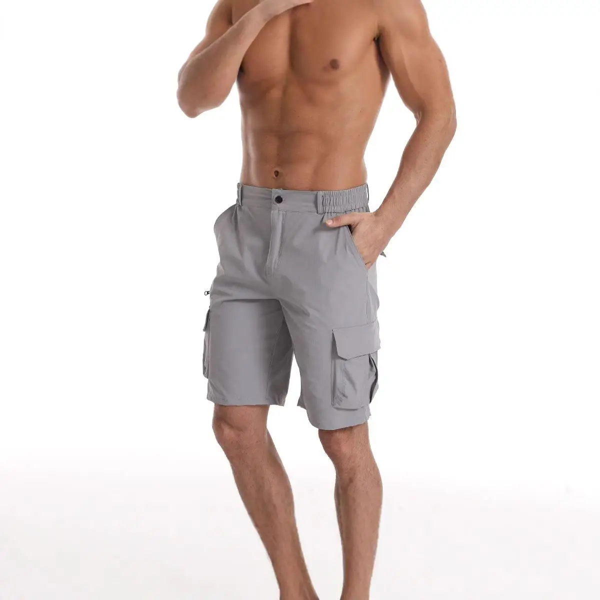 

Men's Sports Mountaineering Waterproof Multi-ket Straight Leg Pants Zipper Fly Casual Trousers Workwear PVC Cotton