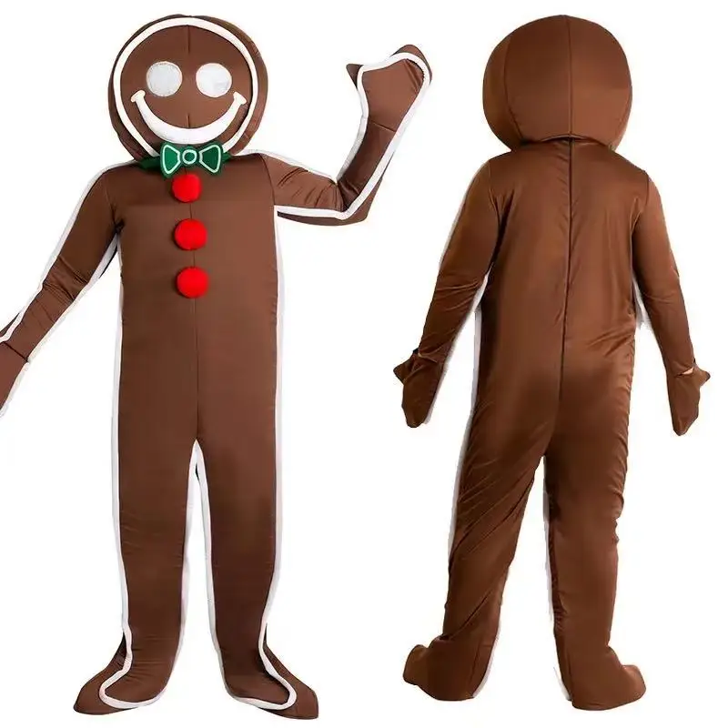 

Stage Wear Adults Gingerbread Man Cosplay Costume Mascot Christmas Cute One Piece Jumpsuit for Men Adults Xmas Party or