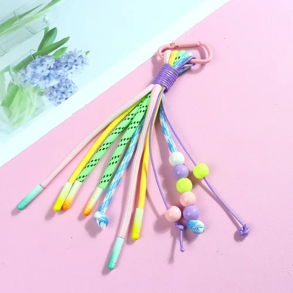 Keychain Colorful Key Chain with Beads Bags Charms Braid Car Keychain on the Phone Small Fresh Key Holder Premium Accessories