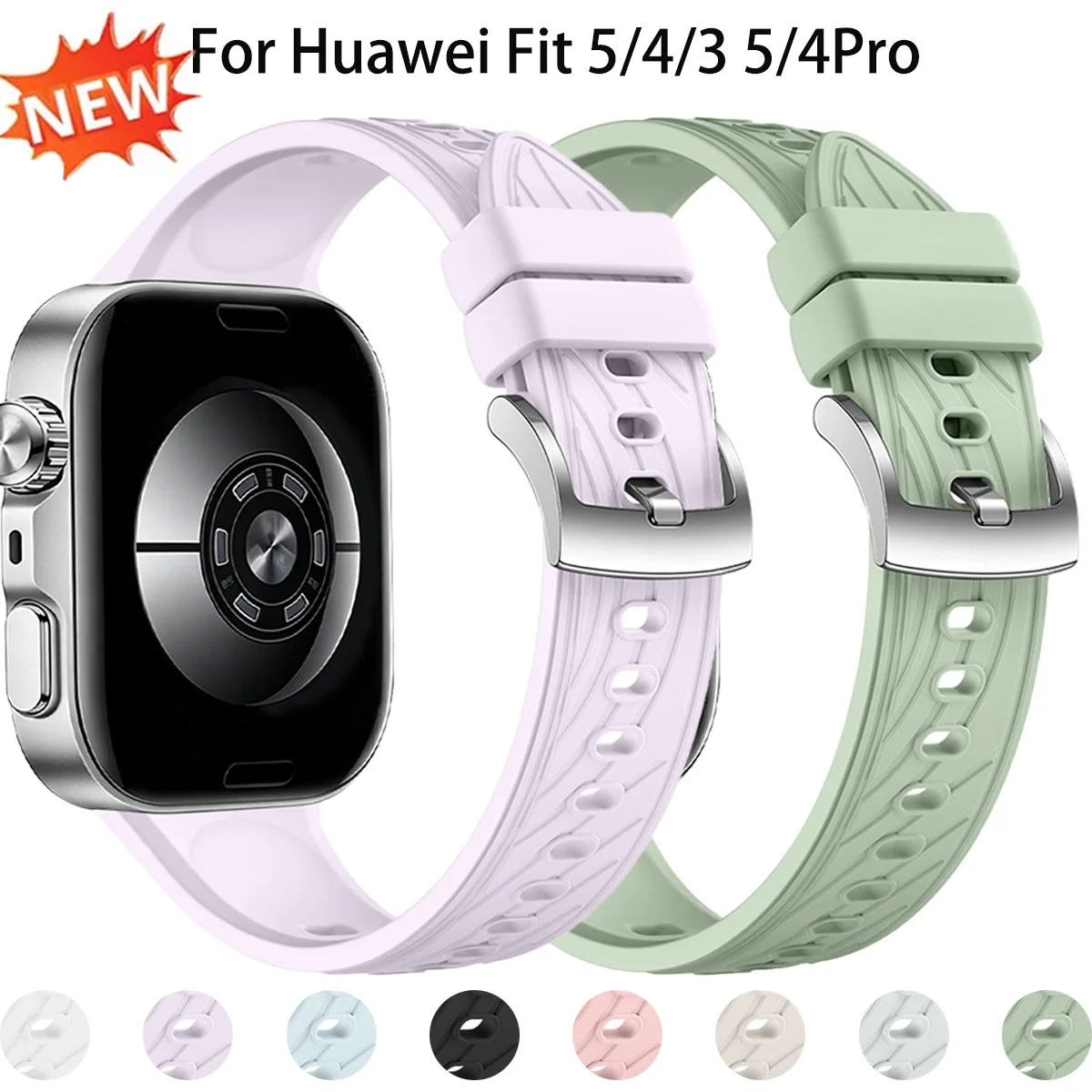Silikonarmband für Huawei Watch Fit 5/4/3 Verstellbares Weiches Sportarmband für Huawei Band 5Pro 4Pro Damen Herren Armband Gürtel Correa
