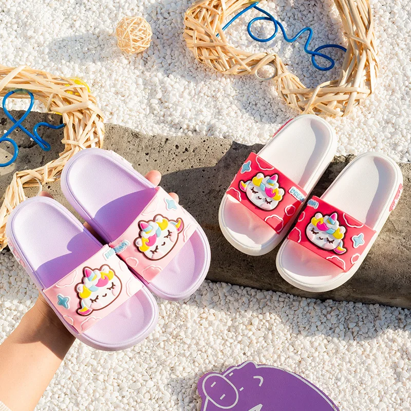 

Kids Unicorn Slides, Cute Cartoon Children Slippers, Boys Girls Soft Indoor Outdoor Sandals