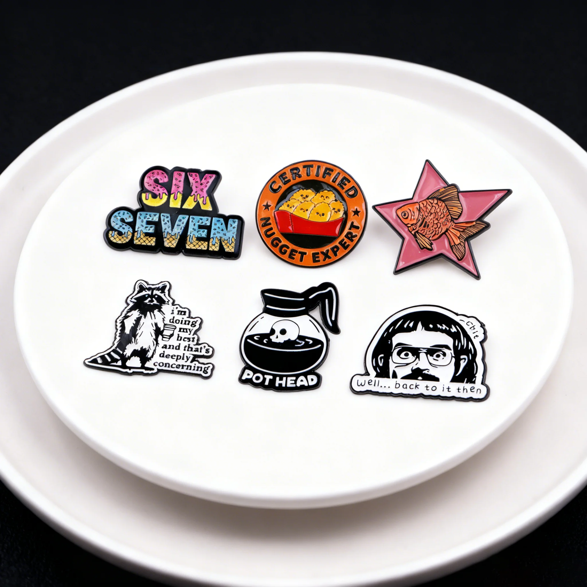 

Cute Raccoon Enamel Pin Cartoon Fish Badges on Backpack Women's Brooches Hat Lapel Pins Cosplay Accessories Toys Gifts