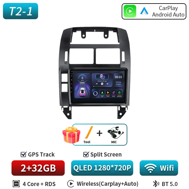Voor Volkswagen Polo Mk4 2001-2011 Android Autoradio Multimedia Speler Carplay Auto Stereo GPS Navi 2din DSP Head Unit 5G DVD