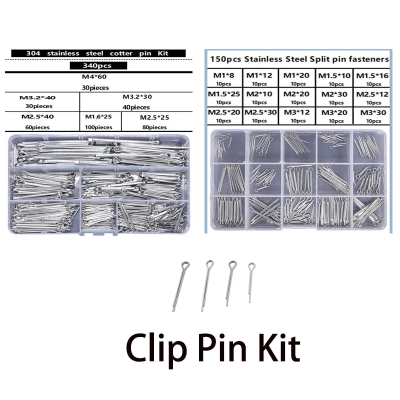M1-M3 Stainless Steel U Hair Spring Cotter Pin Kit 1Set Position Lock Clip Pins Replacement Fasteners For Auto Tractor Machinery