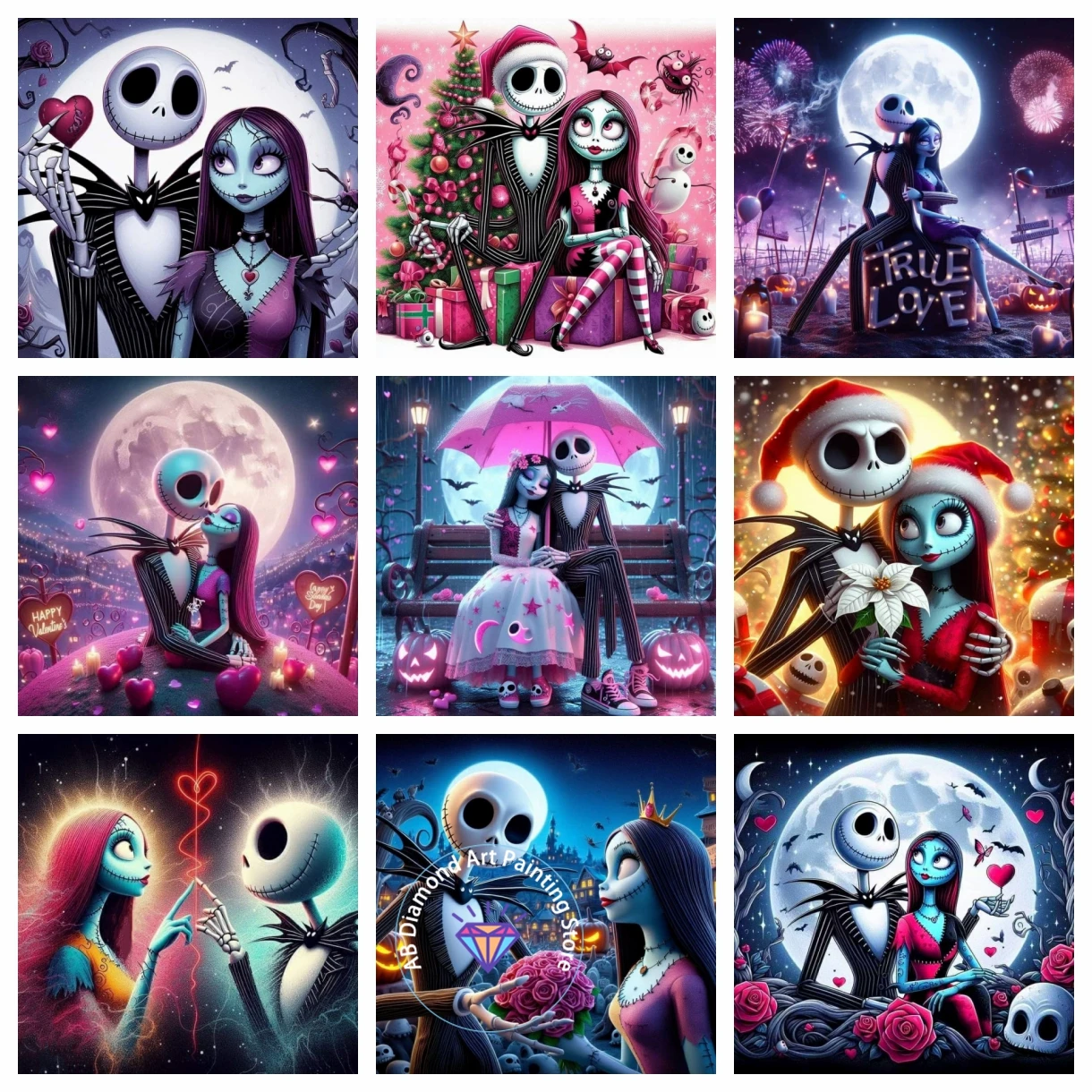 

The Nightmare Before Christmas Halloween Jack Skellington And Sally AB Diamond Painting Kit Gift Crafts Home Decor Children Gift