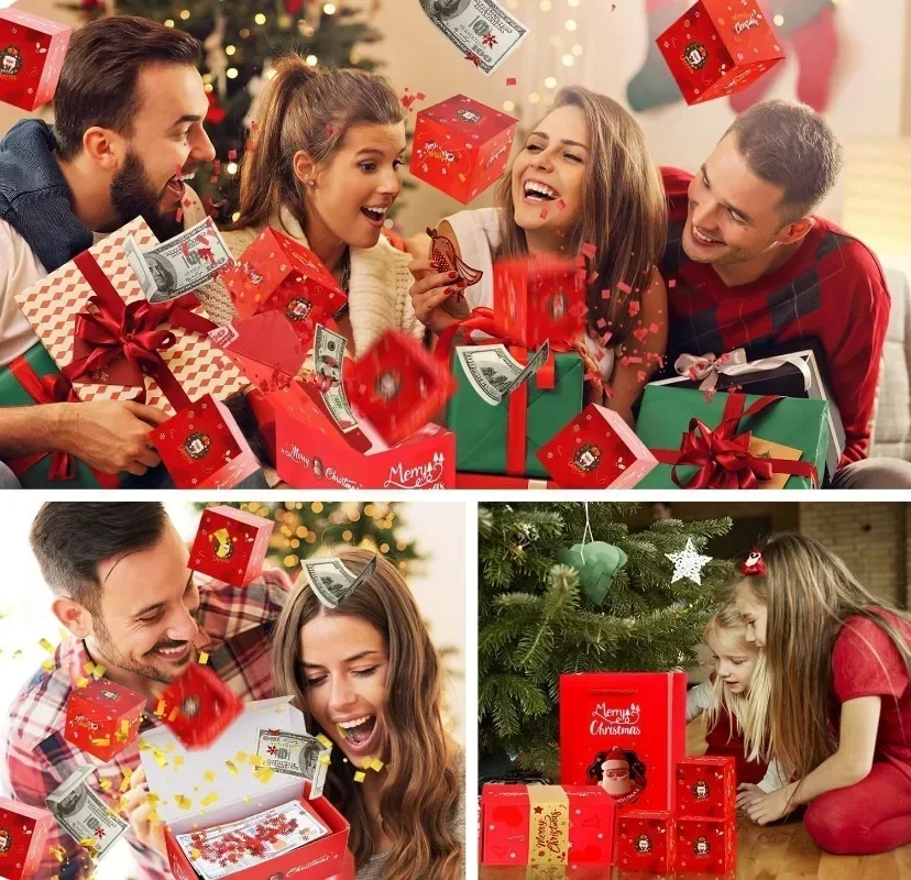 Christmas Gift Box Diy Folding Paper Boxs Money Pop Up Birthday Wedding Surprise Bounce Boxs Explosion Red Envelope Gift Box Set