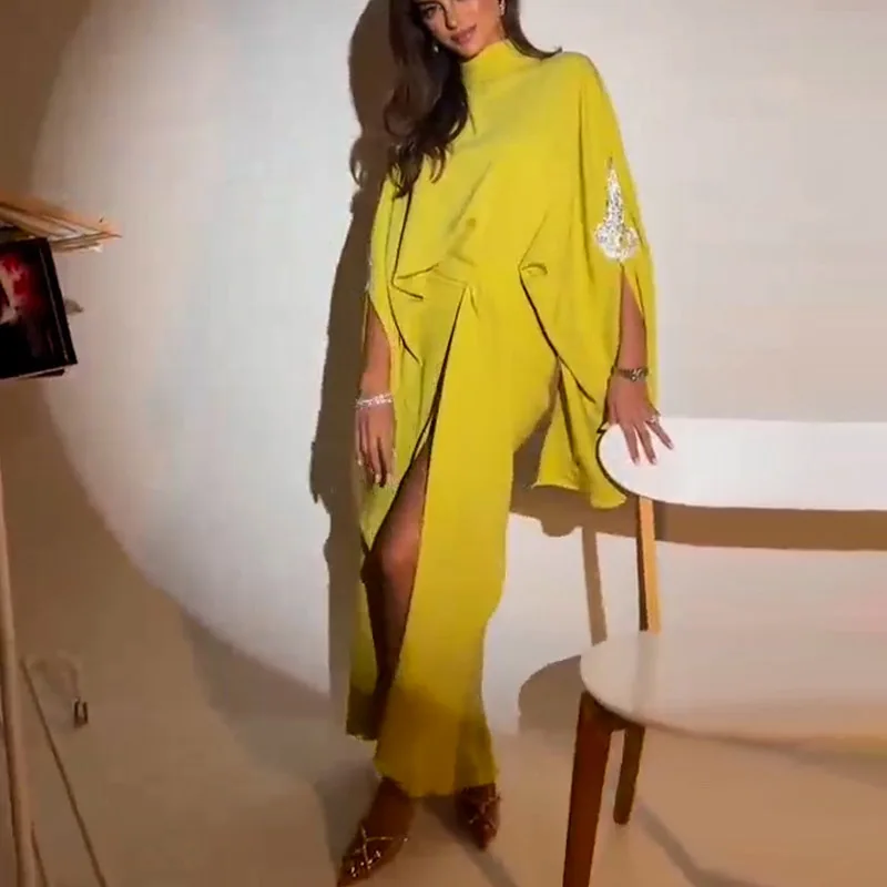 

Eid Party 2 Piece Set Diamond Shirt Top Women Sexy Split Hem Skirt Half High Collar Party Caftan Ramadan Dubai Outfit Suits 2025