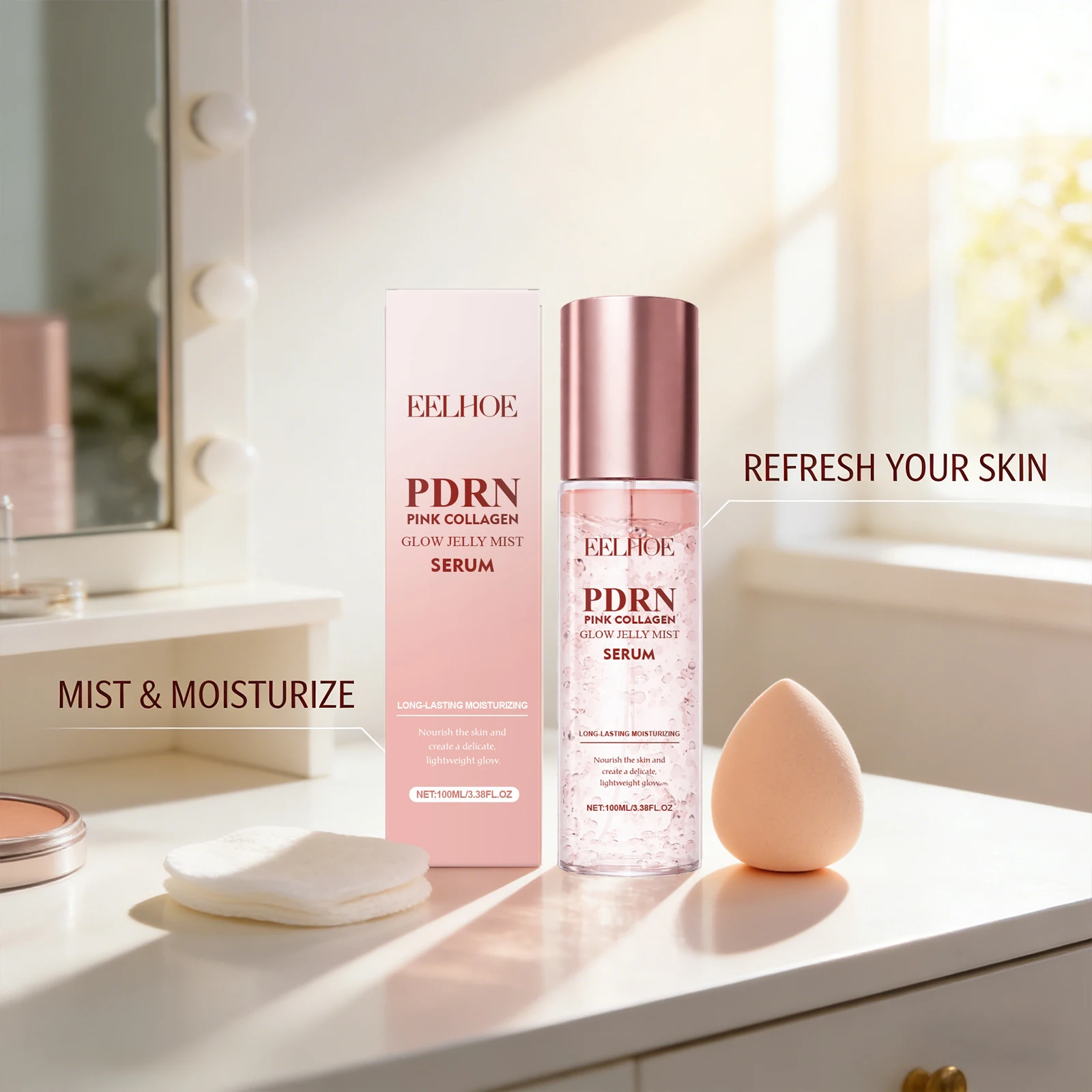 Facial Moisturizing Spray Shrink Pore Soften Brighten Skin Improve Dullness Lightweight Texture Collagen Essence Spray Cosmetics