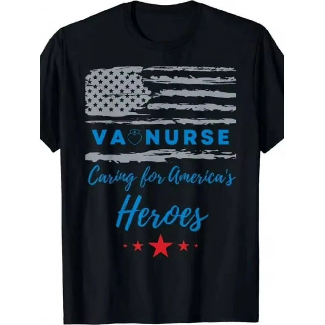 VA Nurse Heroes Serving Heroes Patriotic Flag T-Shirt Black JpgSame Style For Men And Women 2026 Summer Short-Sleeved Printed T-Shirt Pure