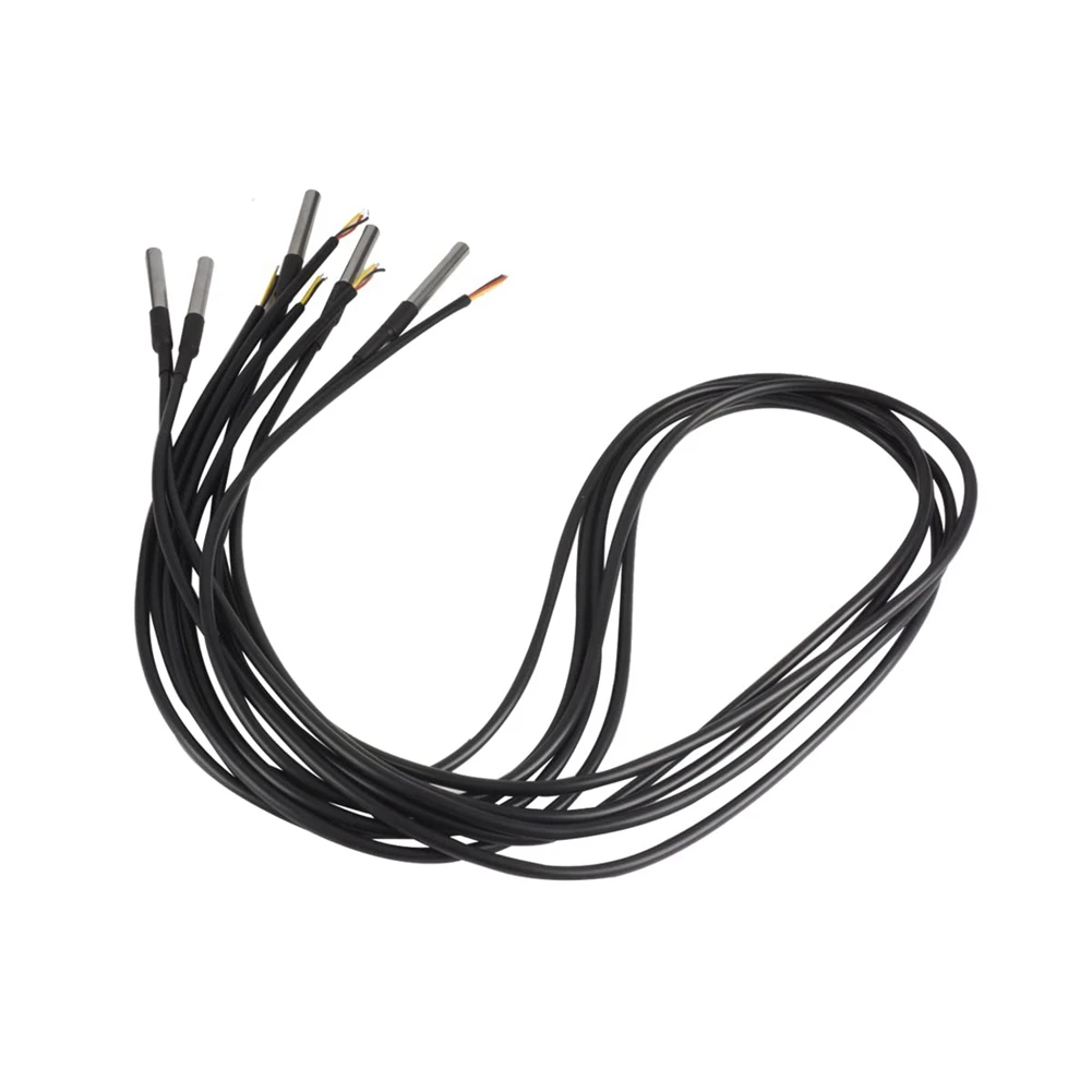 M18K-10Pcs مستشعر درجة الحرارة DS18B20 المقاوم للماء، درجة حرارة الكابل الحراري الرقمي (-55 ℃ - +125 ℃ ) - 1 متر/3.2 قدم
