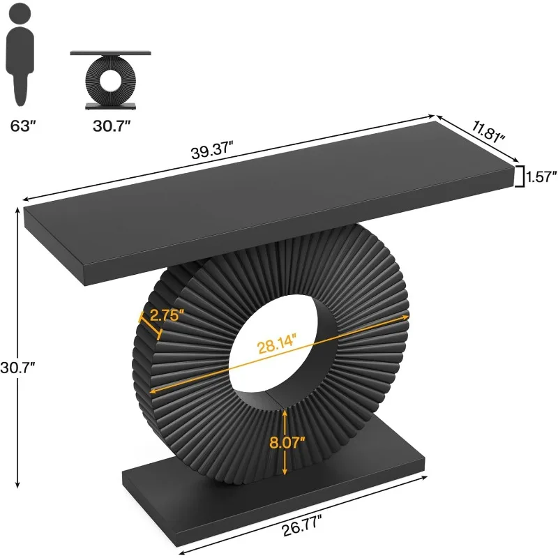 Mesa de console moderna Tribesigns com base geométrica, mesa de entrada de madeira de 40 polegadas, mesa de sofá estreita longa,