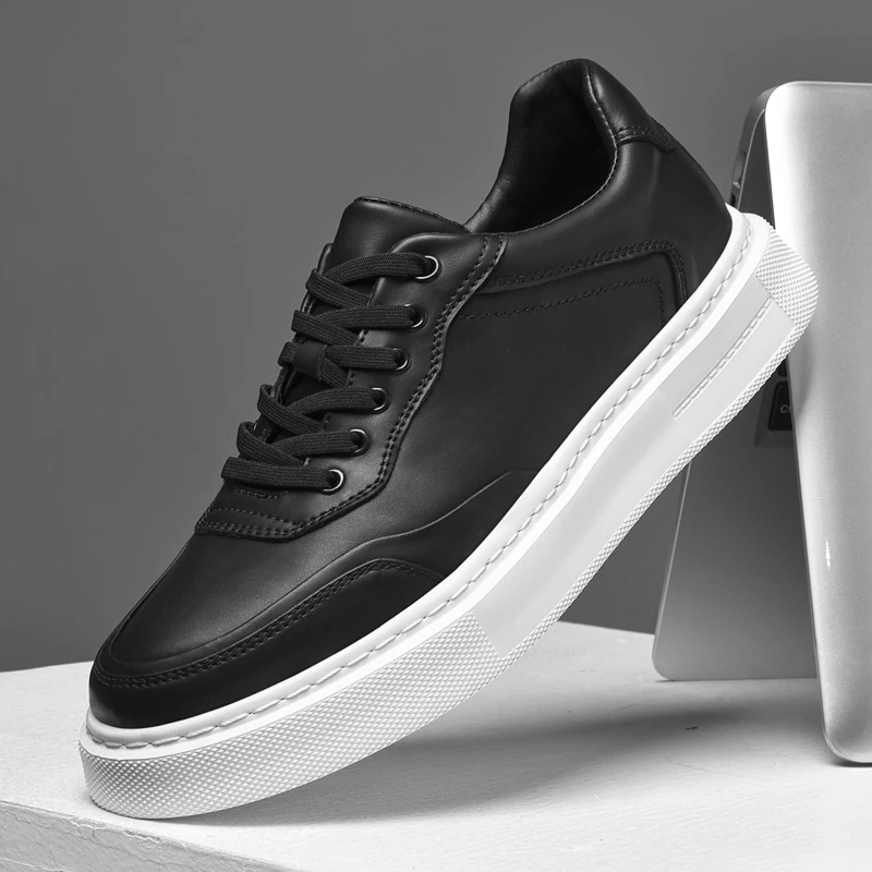 Spring 2025 Men's White Sneakers - Couple Style, Trendy & Versatile, Lightweight Breathable & Height-Increasing