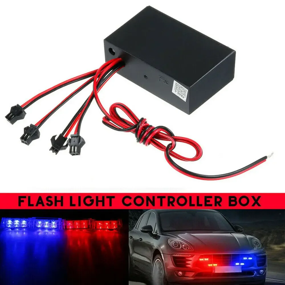 1Pc Car 4 Ways LED Strobe Flash Light Lamp Flasher Flashing Controller Box Flasher Module 12V Strobe Controller Flash Tail