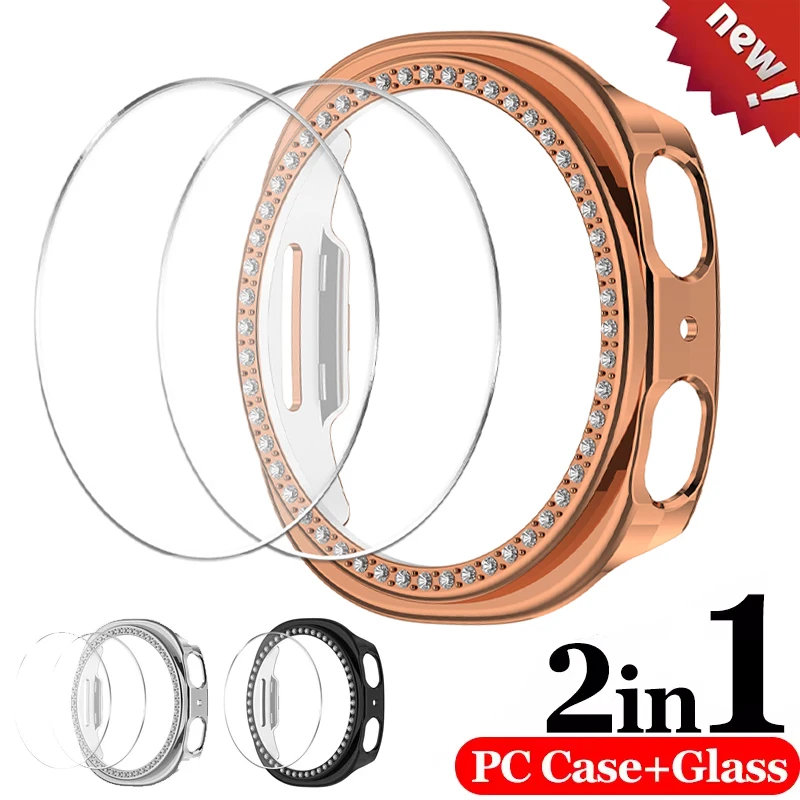 Case + Glass Full Coverage Bumper PC Hard Protective Case Cover Protector Shell for Samsung Galaxy Watch 8 40/44mm Accessories