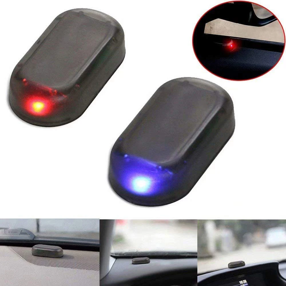 

1pc Blue/Red Car Fake Security Light Solar Powered Simulated Dummy Alarm Wireless Warning Anti-Theft Caution Lamp LED