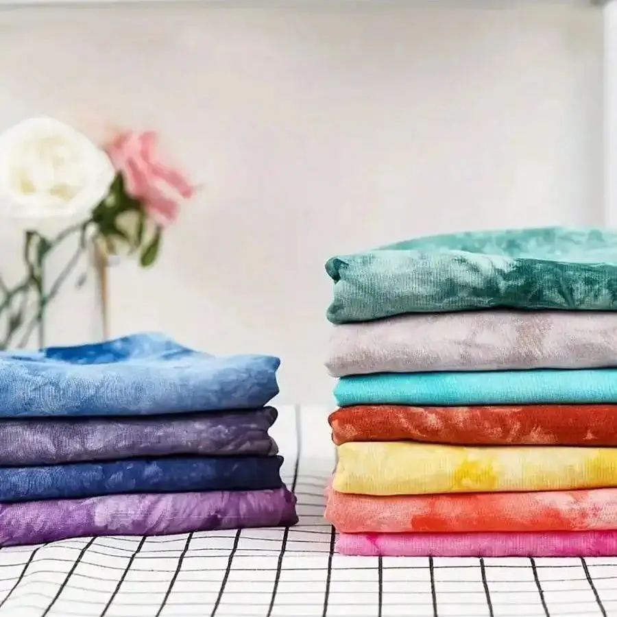 

8ps Tie Dye Gradient Quilting Fabric 100% Cotton Craft Fabric Bundle Squares Fat Quarters Multicolored for Patchwork DIY Sewing