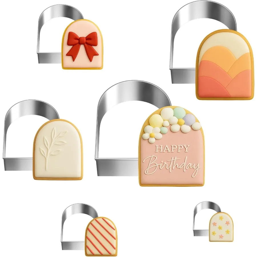 

6PCS Arch Cookie Cutter Set Large Geometric Stainless Steel Baking Supplies for Homemade Cookies Arch Plaque Cookie Cutters Sha