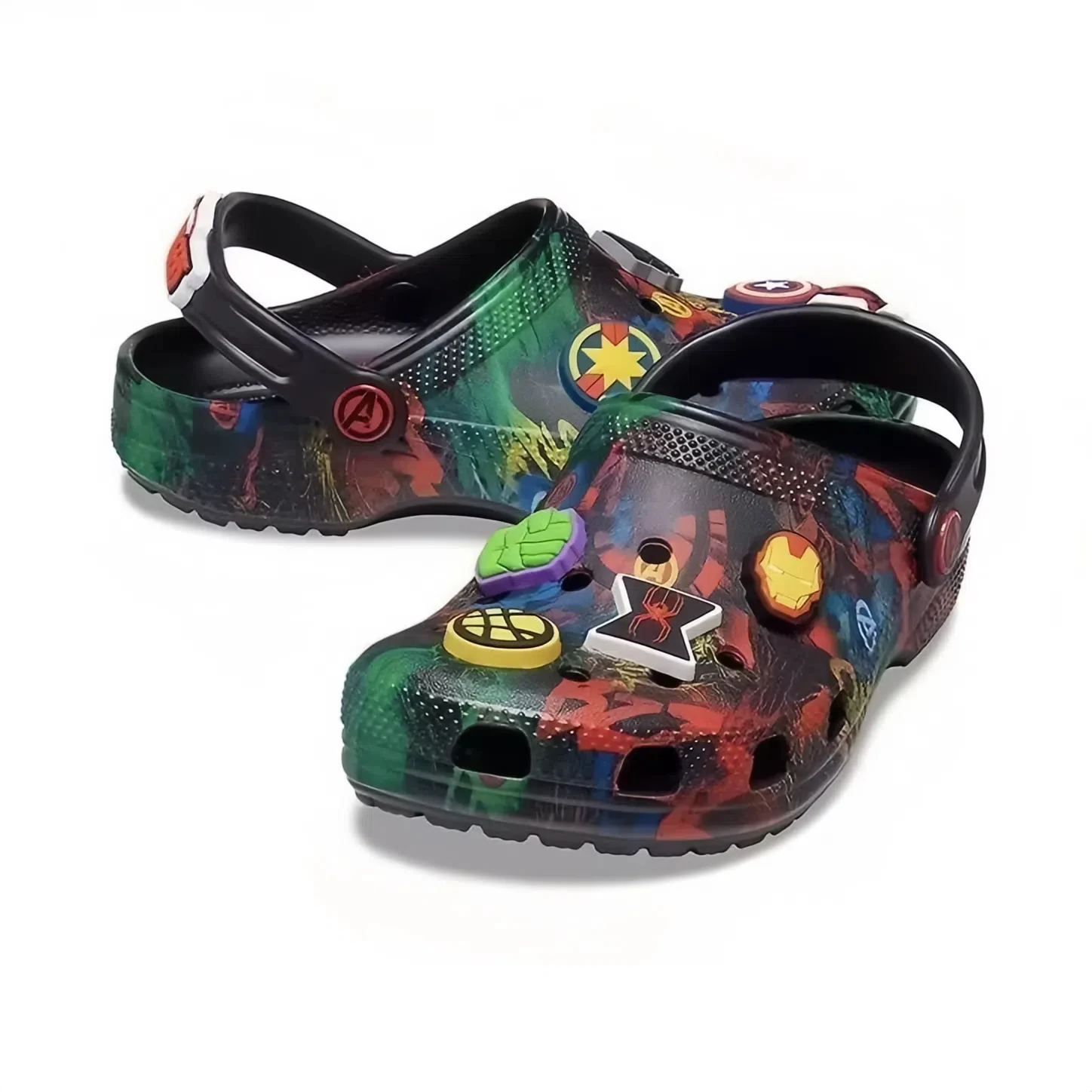 Original crocs x os vingadores kawaii dos desenhos animados bonito meninas meninos sandálias crianças chinelos antiderrapante praia casa buraco