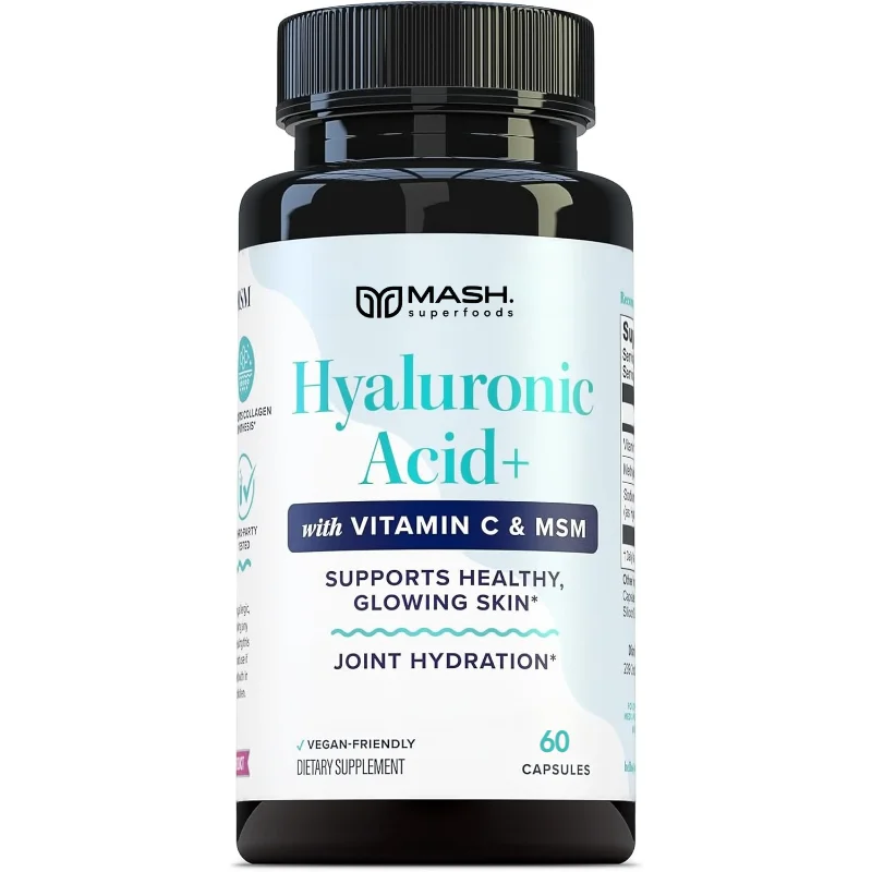 Hyaluronic Acid Supplement Capsules, Antioxidants, Skin Moisturizing, Eyes, Joints, 60 Capsules