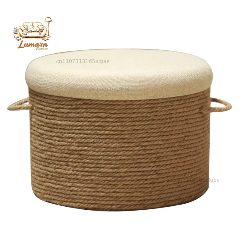 Household low stool, living room bench, sofa , antique solid wood round， Chinese pedal , shoe changing