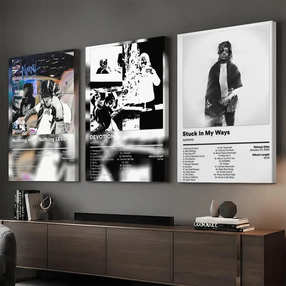 S-Summrs Album Cover Rapper Painting Calligraphy HD Canvas Print Poster Wall Art | Optional Frame | Modern Hallway Decor