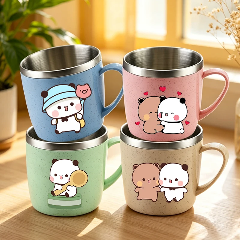 

Bubu Dudu Cute Bear Stainless Steel Water Cup for Boys Girls Anime Cartoon Kawaii Toothbrush Cups Children Fashion Water Bottle