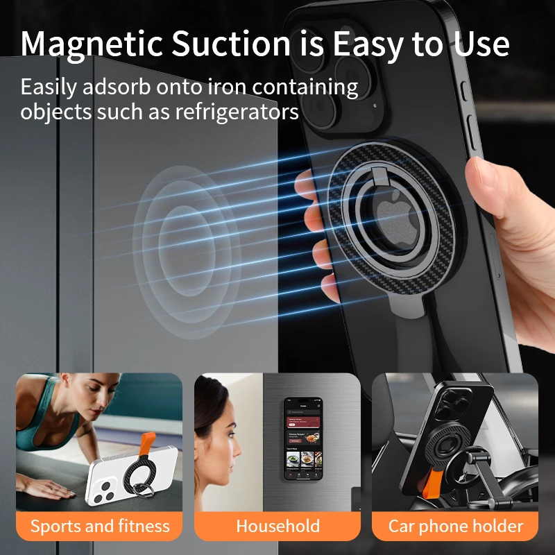 Magnetic Finger Ring IPhone Holder For MagSafe Portable Mobile Phone Magnet Foldable Bracket Removable Stand for iPhone Support