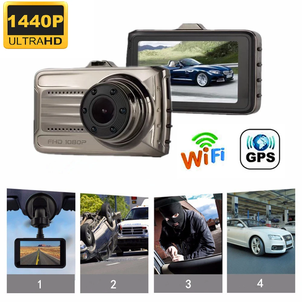 2K 1440P Car DVR WiFi Dash Cam Rear View Camera Night Vision Drive Video Recorder Black Box Auto Dashcam GPS Car Acccessories