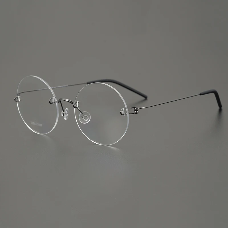 Denmark Brand Rimless Round Glasses Frame 356 Ultralight Men Screwless Titanium Eyeglasses Frames Spectacles Women Eyewear Gafas image 3