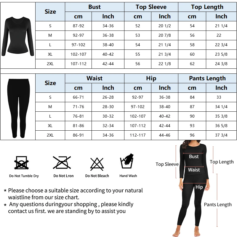 New Women's Thermal Underwear Set Long Johns Base Layer Fleece Lined Soft Top Bottom 2 PCS for Winter Skiing & Cold Weather