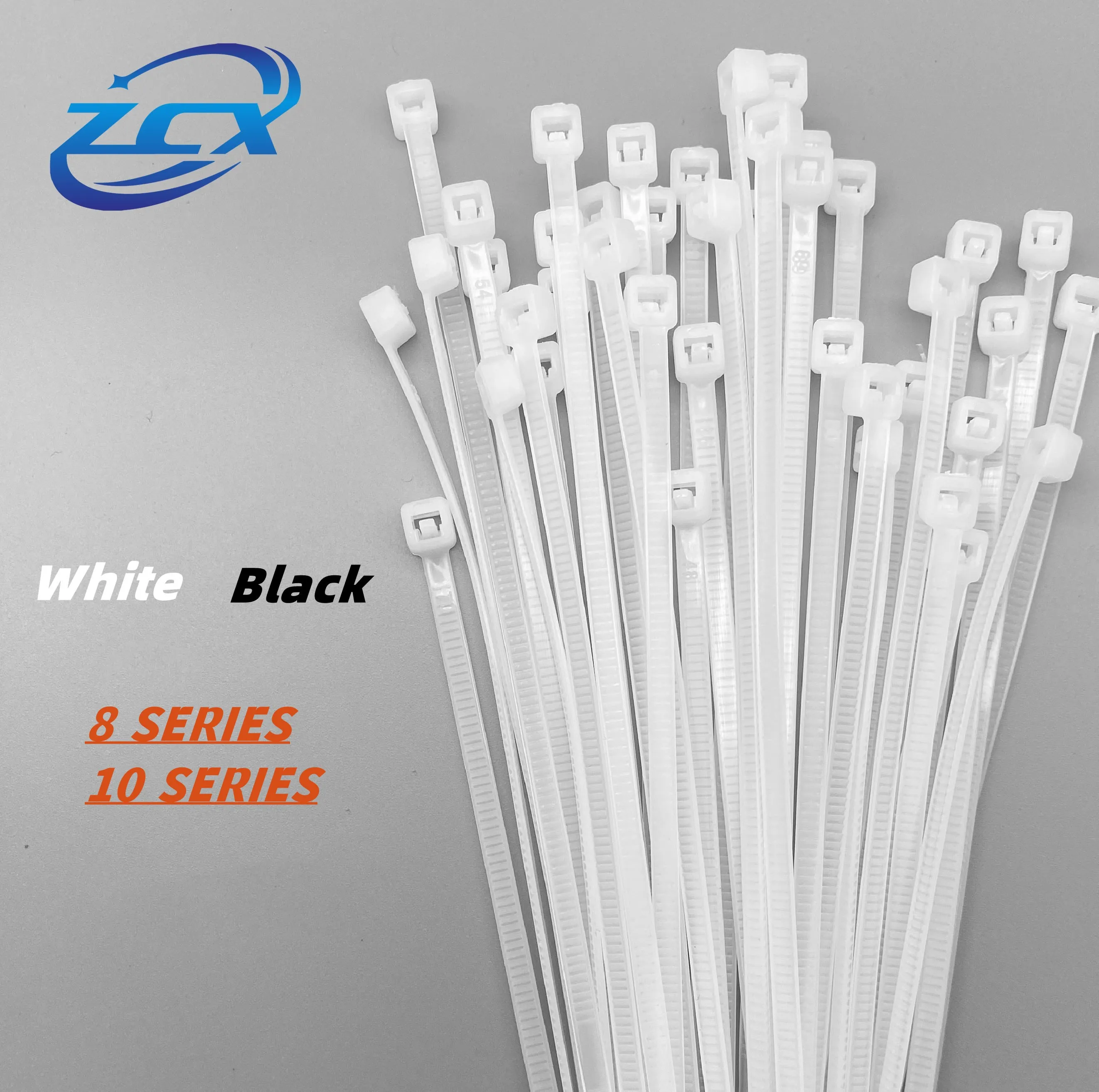 Cable Tie 50pcs 8/10 Series 8x200 8x250 8x300 10x200 10x300 Self-locking Nylon  Zipper Fastening Plastic Fixed Black And White