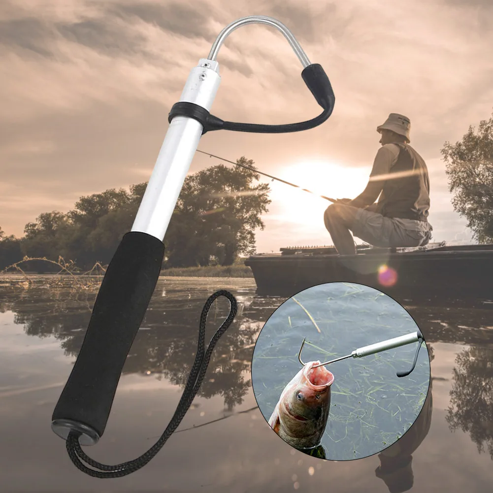 Telescopic Fish Gaff with Barbs Ice Fishing Spear Hook Metal Fishing Gig Harpoon for Outdoor Sea Boat Ice Fishing