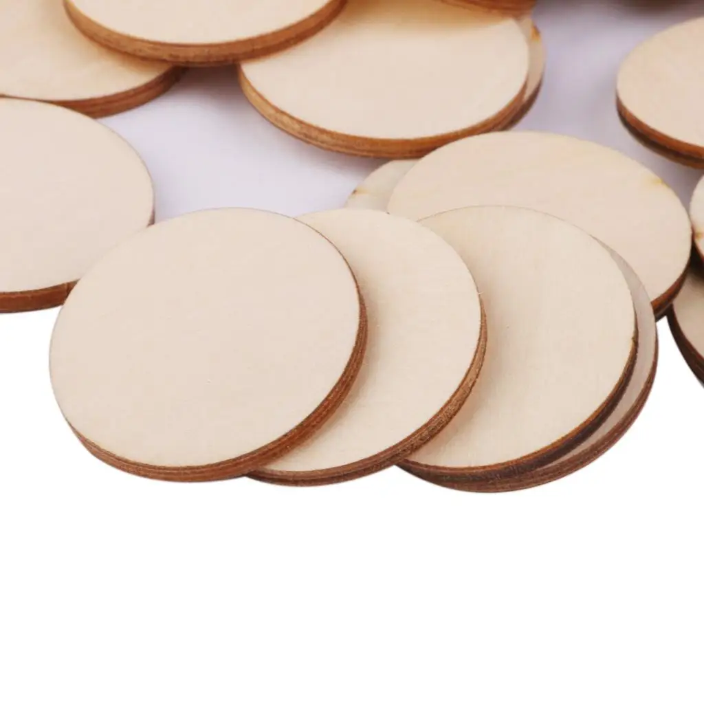 Natural Discs - Blank Round Slices for Crafts, Games, And Decorations , 50pcs 30mm