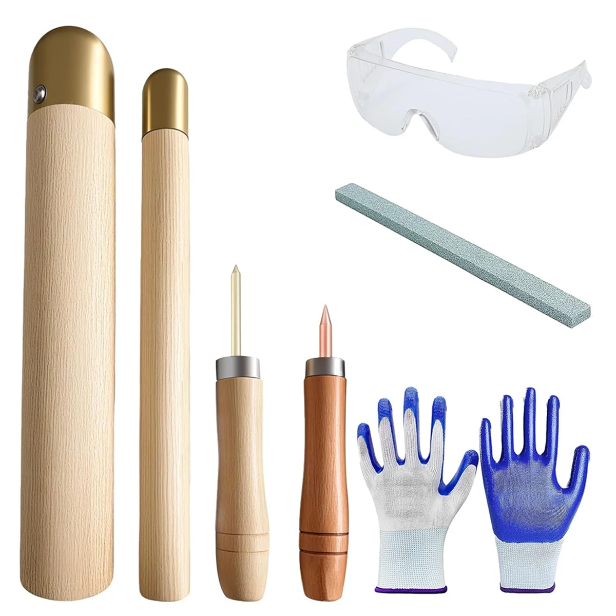 

A79G Knapping Kit with Copper Hammer - Complete Obsidian Crafting Tools Set for Beginners Outdoor Grinding Tools