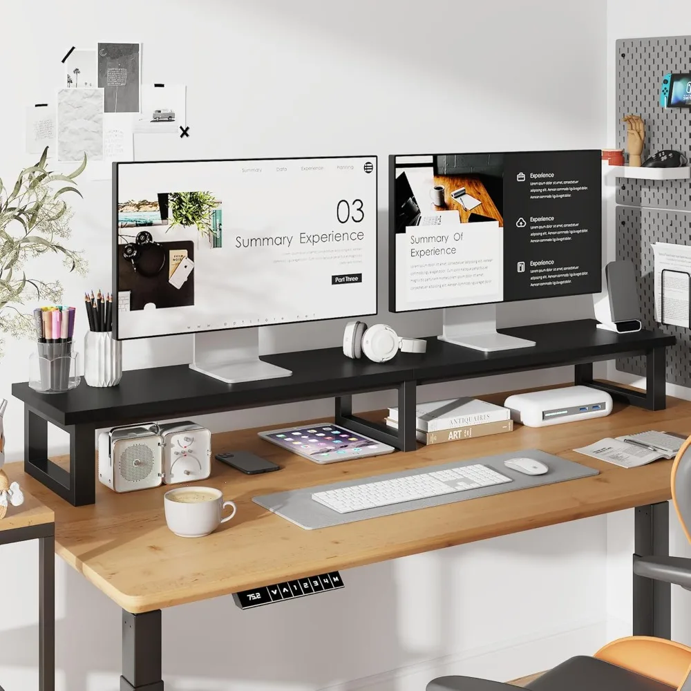 توصيل مجاني - رافعة تلفزيون كبيرة مقاس 59 بوصة للتلفزيون مقاس 32-75 بوصة، ورف حامل تلفزيون بأرجل فولاذية، وحامل تلفزيون على الطاولة للمنزل