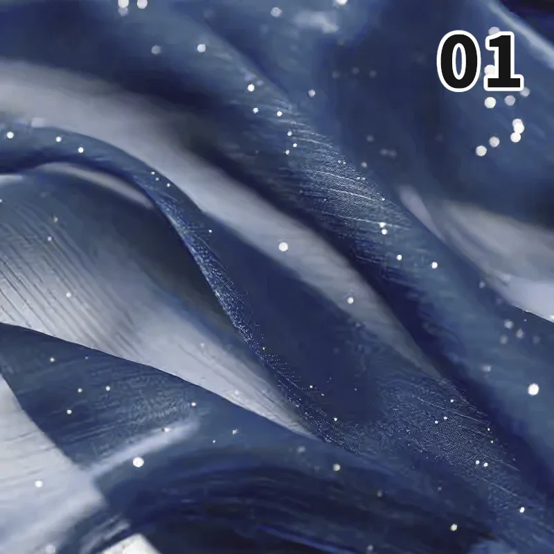 Tela de Organza con purpurina de cielo estrellado de 1m para vestidos DIY, faldas Hanfu, costura, decoración de escenario de boda, tela de malla de Organza