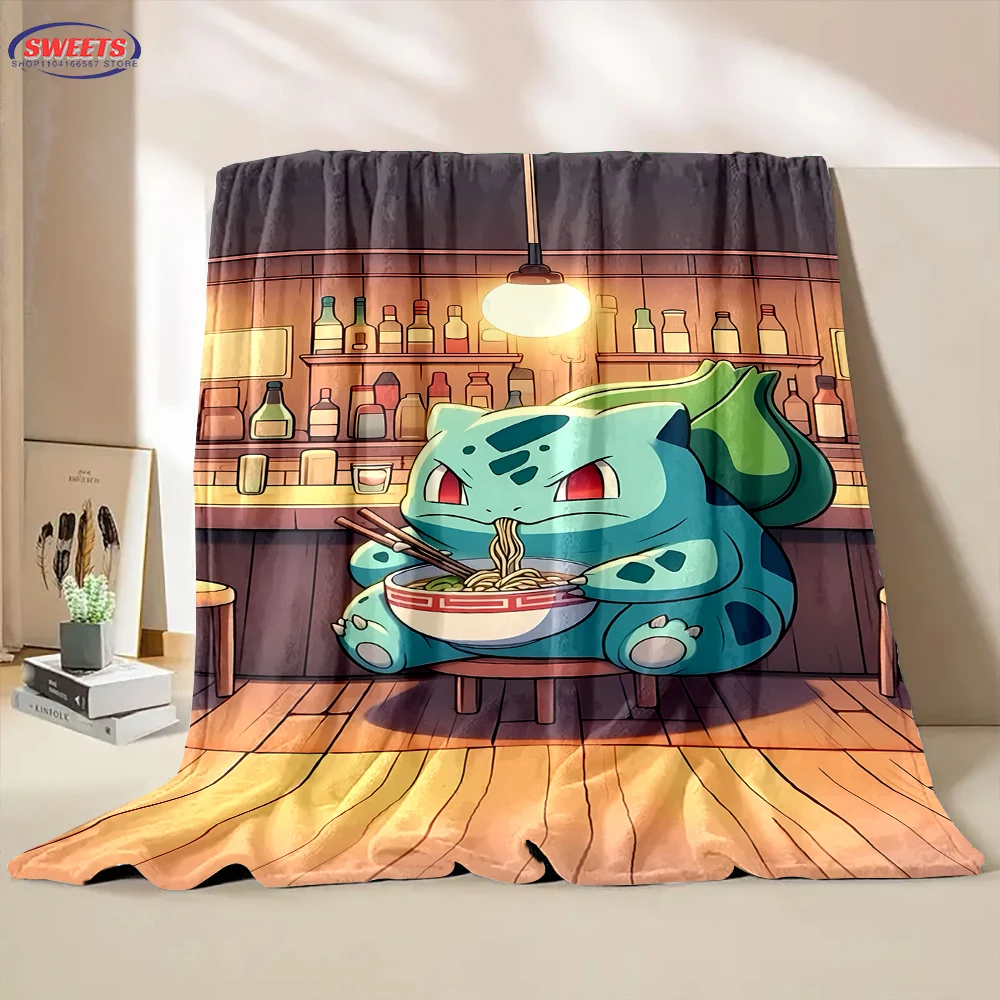 3D Cute Minoso Pokemon Bulbasaur Cartoon Flannel Blanket for Bed Bedroom Sofa Picnic,Throw Blanket for Cover Outdoor Leisure Nap