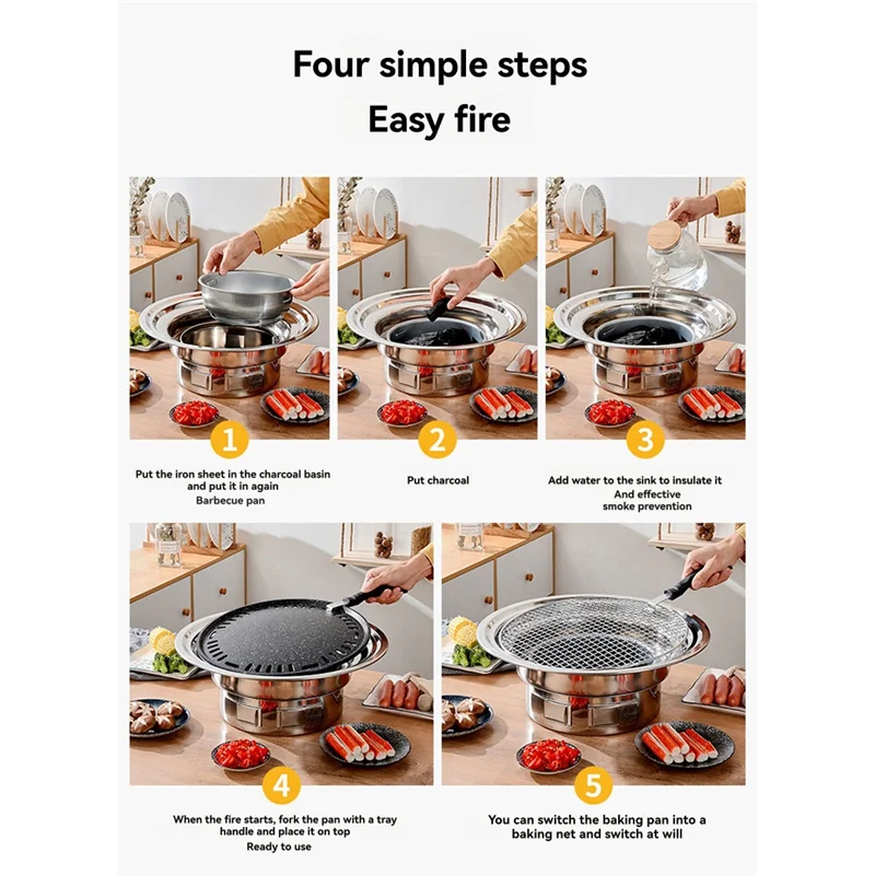 AB43-13 дюймов корейский барбекю из нержавеющей стали многофункциональный угольный гриль для барбекю барбекю угольный гриль для кемпинга пикник в помещении