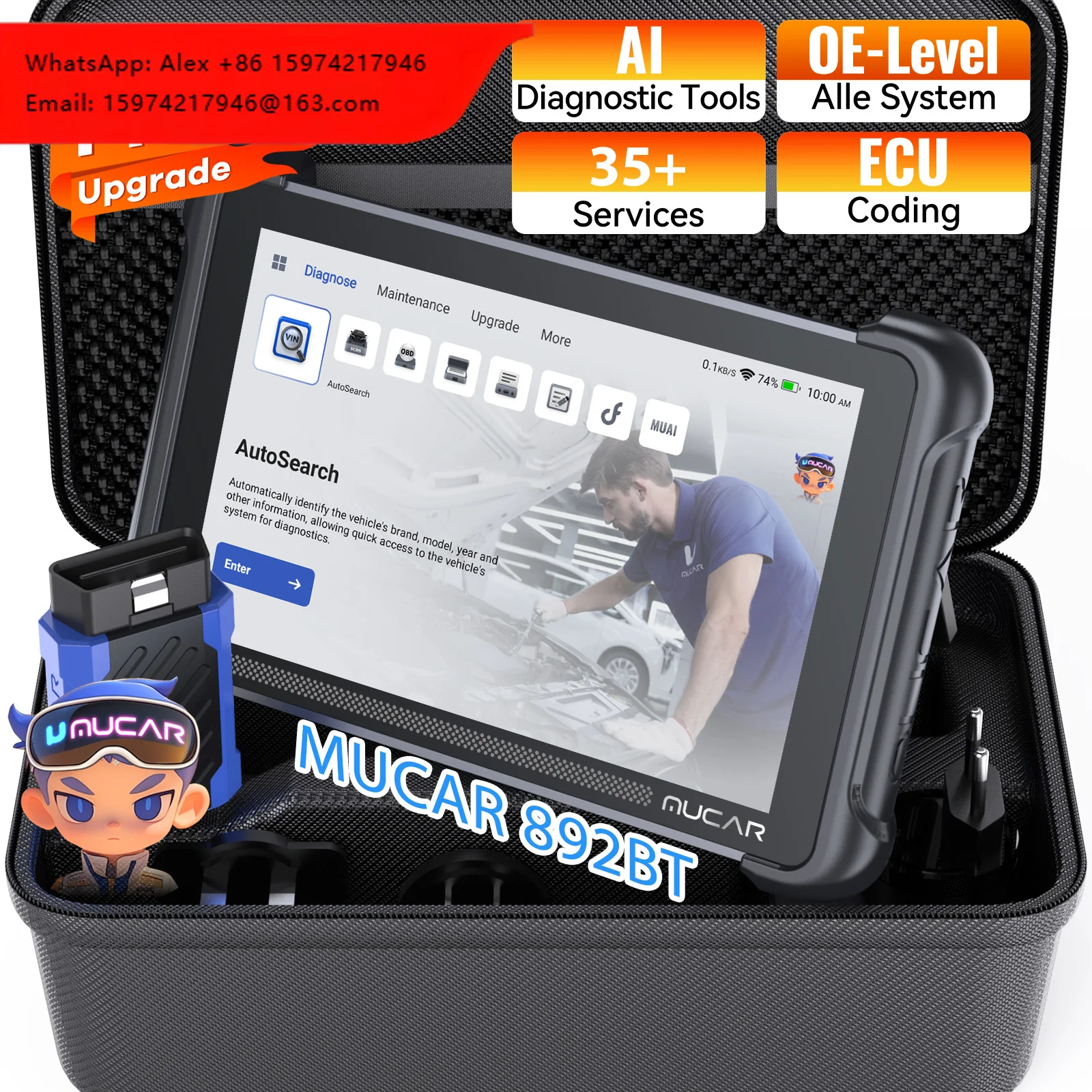 

MUCAR 892BT Obd2 Scanner With Full System AI Intelligent Diagnosis FRM Matching Gearbox Relearning Comprehensive Vehicle Repairs